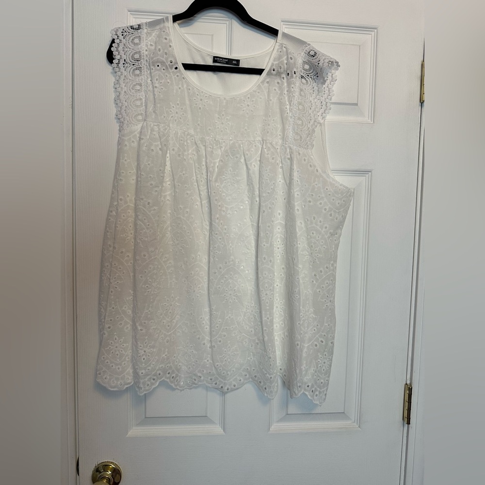White eyelet tank